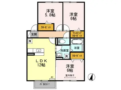 シエルブル(3LDK/2階)の間取り写真