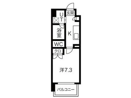 アールズタワー宝が丘(1K/2階)の間取り写真