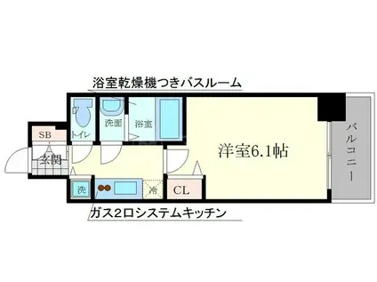 プレサンスタワー難波ウエスト(1K/5階)の間取り写真