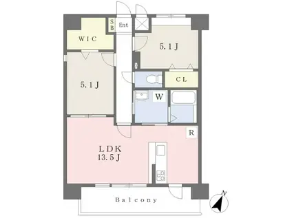 GRAND MERCI(2LDK/11階)の間取り写真