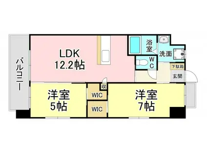 ウイングス里中(2LDK/9階)の間取り写真