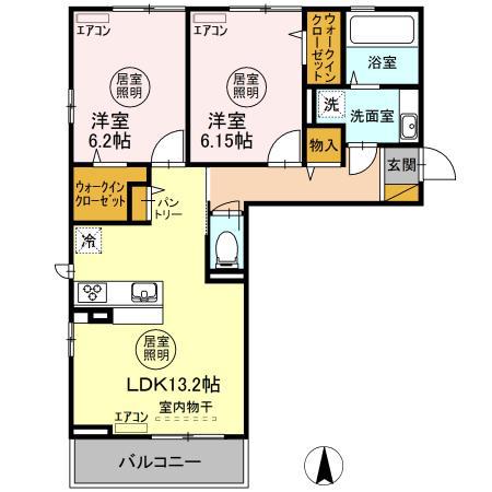 ゼフィール(2LDK/1階)の間取り写真