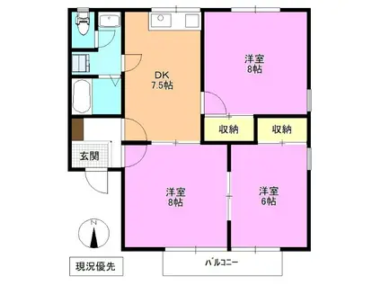 クレスト小林 C(3DK/2階)の間取り写真