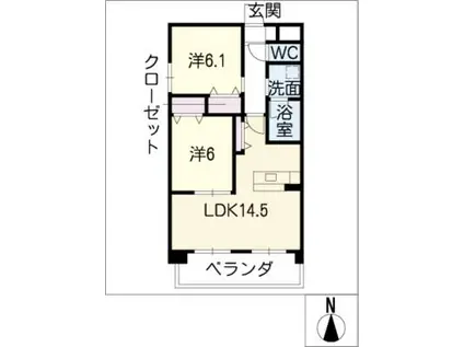 アリュールK(2LDK/2階)の間取り写真