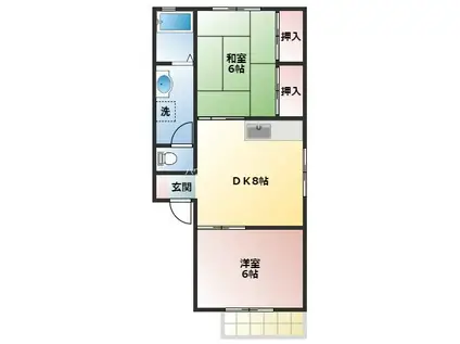 パ-クヴィラ南塚口B(2DK/1階)の間取り写真