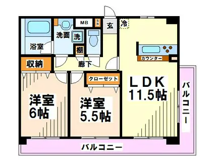 アヴニール小澤 弊社管理物件(2LDK/5階)の間取り写真