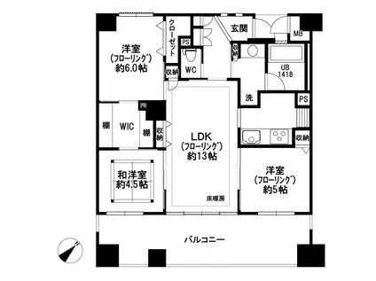 Dグラフォート加賀(3LDK/7階)の間取り写真