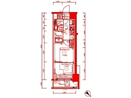 エステムコート横浜(1DK/2階)の間取り写真