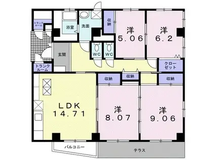 サンハイツT(4LDK/1階)の間取り写真