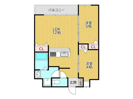 THE GRANDE HILLS(2LDK/2階)の間取り写真