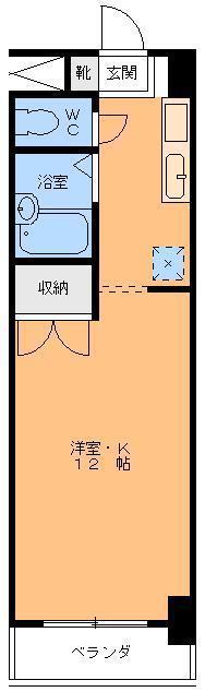 エトワール古町(ワンルーム/2階)の間取り写真