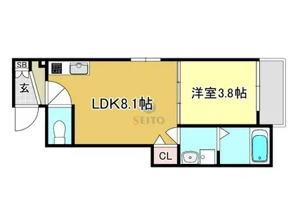 アーケードパーク十三(1LDK/4階)の間取り写真
