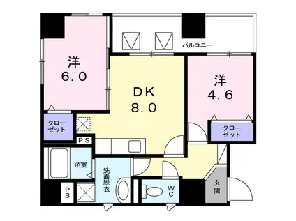メトロポリタンコート日本橋(2DK/7階)の間取り写真