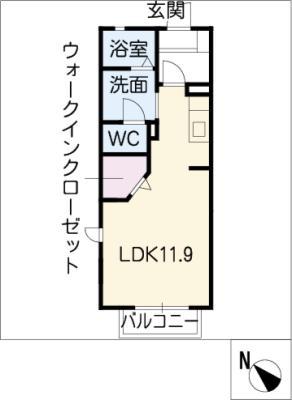 プリマクラッセ(ワンルーム/1階)の間取り写真