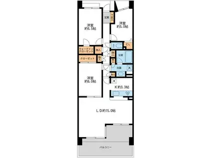 リーベスト西千葉(3LDK/12階)の間取り写真