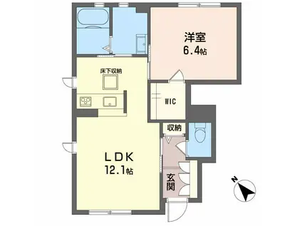 プロヌーブ原田町A(1LDK/1階)の間取り写真