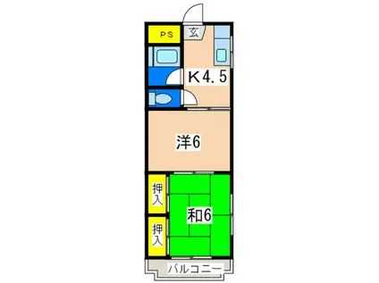 コーポグリーン(2K/3階)の間取り写真