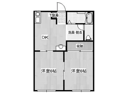 レジデンス北河原B(2DK/1階)の間取り写真