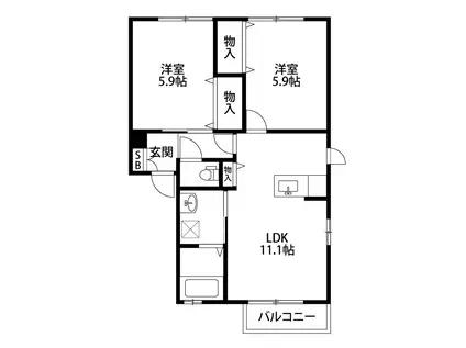 エトピリカ(2LDK/1階)の間取り写真