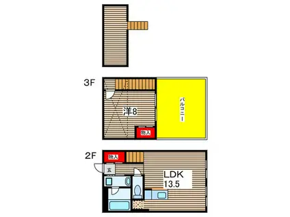 TRINITY1(1LDK/2階)の間取り写真