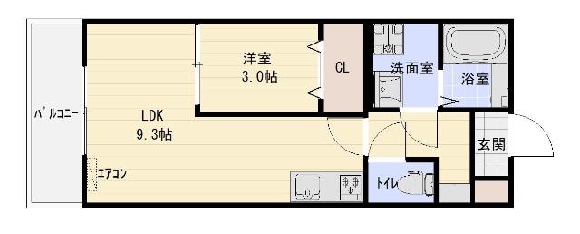 フェリス道本(1LDK/2階)の間取り写真