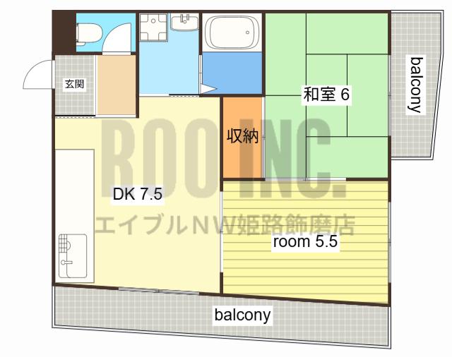 インタービレッジ千代田町(2DK/2階)の間取り写真