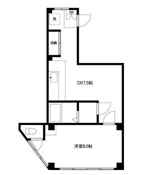 藍工房ビル(1DK/3階)の間取り写真