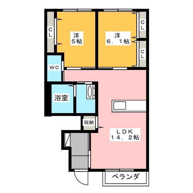 タカレジデンス(2LDK/1階)の間取り写真