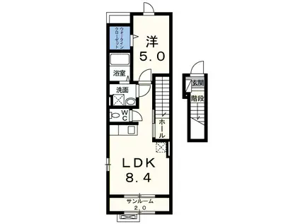 メゾンルミエール・蟻ヶ崎(1SLDK/2階)の間取り写真