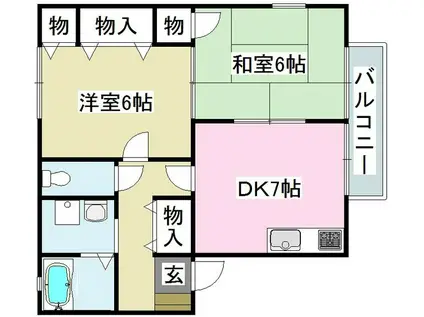 メゾン・ド・ユウ(2DK/1階)の間取り写真