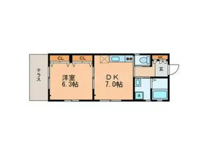 LA ESPOIR(1DK/1階)の間取り写真