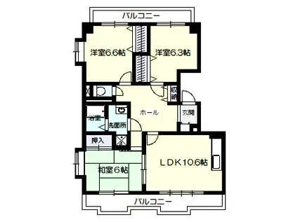 アクアレール(3LDK/3階)の間取り写真