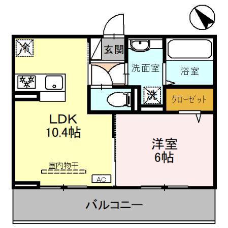 DーROOM歌川町(1LDK/3階)の間取り写真