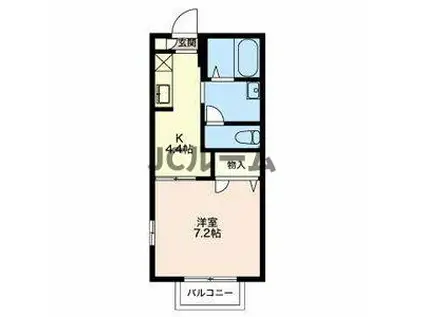 アルカディア(1K/2階)の間取り写真