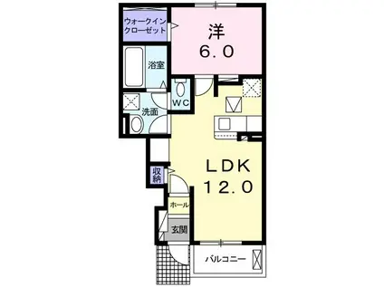 オーロラ高山B(1LDK/1階)の間取り写真