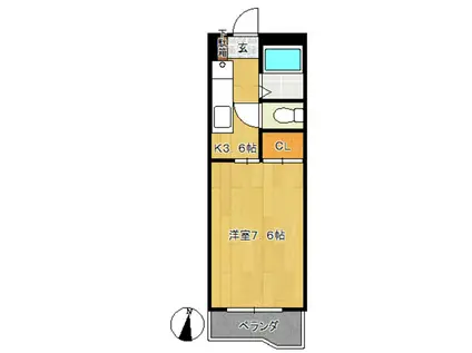 レジデンス月見(1K/1階)の間取り写真