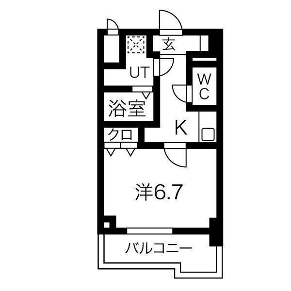 S-RESIDENCE 難波 VIALE(1K/12階)の間取り写真