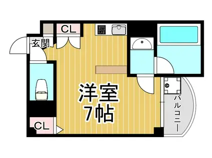 ディーシモンズ(ワンルーム/2階)の間取り写真