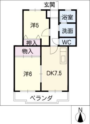 ロイヤルサンコー(2DK/3階)の間取り写真