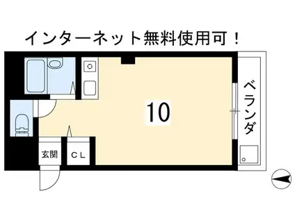 おくぼハイツ(ワンルーム/3階)の間取り写真