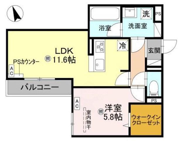トリシア千躰(1LDK/2階)の間取り写真
