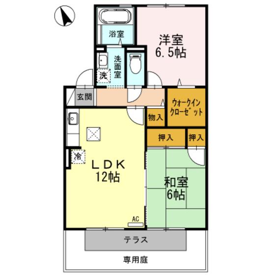 ボヌ-ルのむら(2LDK/1階)の間取り写真