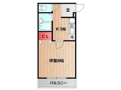 エントピアくるみII(1K/2階)の間取り写真
