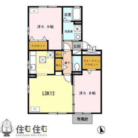 ヴェルジェII(2LDK/1階)の間取り写真