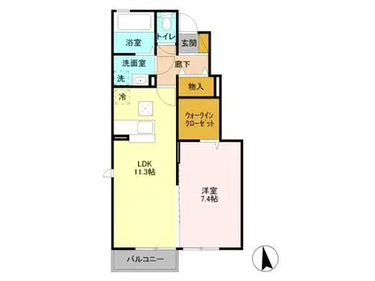 セレシェイラB(1LDK/1階)の間取り写真