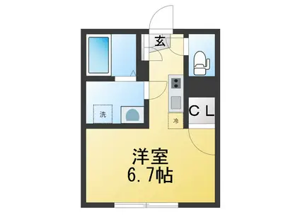 メイプルリーフ(ワンルーム/2階)の間取り写真