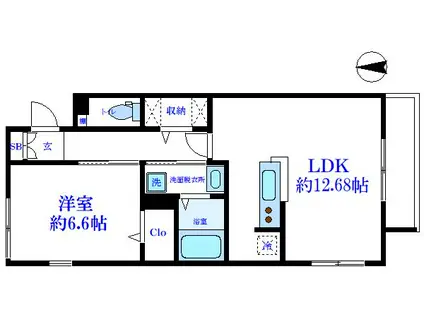 宮内サンハイツ本木2(1LDK/2階)の間取り写真