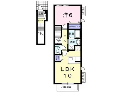フィオーレパラッツオC(1LDK/2階)の間取り写真