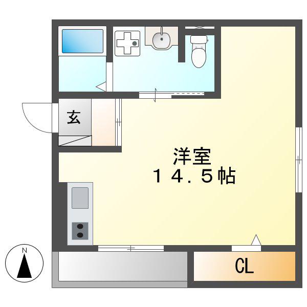 レセンテ砂美(ワンルーム/2階)の間取り写真