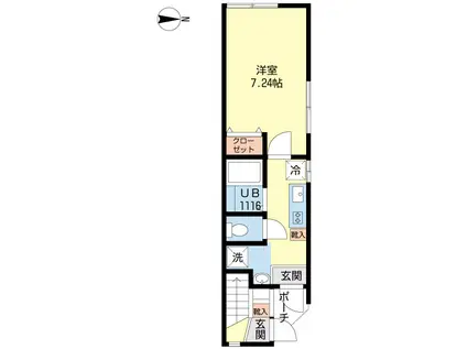 マリィハウスII(1K/1階)の間取り写真